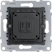 Legrand SEANO Typ C+C USB Ladesteckdosen-Einsatz, zweifach mit Power Delivery System, ermöglicht die Stromversorgung von Multimedia-Endgeräten, 30W, 765031