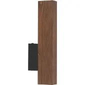 Licht-Erlebnisse Wandlampe LED Metall Holz 31 cm hoch Schwarz Walnuss länglich warmweißes Licht 3000 K 270 lm Modern