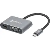 Manhattan 130691, Kabelgebunden, USB 3.2 Gen 1 (3.1 Gen 1) Type-C, Grau, 5 Gbit/s, 3840 x 2160 Pixel, 60 Hz
