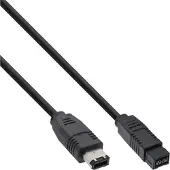 Intos FireWire Kabel, IEEE1394 6pol Stecker zu 9pol Stecker, schwarz, 5m, Schwarz, 5 m, Stecker/Stecker, 200 mm, 245 mm, 26 mm