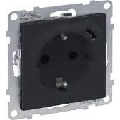 Legrand SEANO 2 in 1 Steckdose, USB Typ C-Kombinationssteckdose, mit erhöhtem Berührungsschutz, Steckklemmen, 16A, Anthrazit, 765426