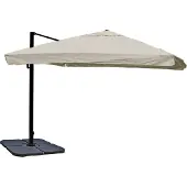 Mendler Gastronomie-Ampelschirm MCW-A96, 3x3m (Ø4,24m) Polyester Alu/Stahl 23kg Flap, creme-grau mit Ständer