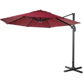 Mendler Gastronomie-Ampelschirm MCW-A96, Sonnenschirm, rund Ø 3,5m Polyester Alu/Stahl 26kg bordeaux ohne Ständer