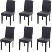 Mendler 6er-Set Esszimmerstuhl Stuhl Küchenstuhl Littau Kunstleder, grau matt, dunkle Beine
