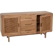 Mendler Sideboard MCW-M47, Schrank Kommode Highboard, Staufächer Schublade, Rattan Akazie Massiv-Holz gebeizt 83x160x45cm 47kg