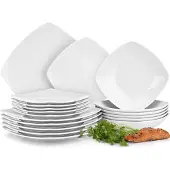 Konsimo Essservice für 6 Personen (18el) "CARLINA", Weiß, Porzellan, Italian, 25,5x25,5/20x20/19x19cm