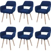 MCW 6er-Set Esszimmerstuhl MCW-A50 II, Stuhl Küchenstuhl Polsterstuhl, Holz Stoff/Textil Cord (400g/m²) MVG blau