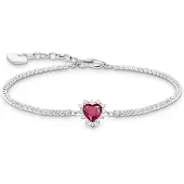 Thomas Sabo A2188-013-10-L19V Damen Herz-Armband Romance Rot Silber