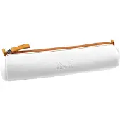 Rhodia rundes Schlampermäppchen italienischem Kunstleder, 5x21,5 cm Weiß 319047C