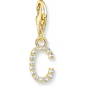 Thomas Sabo Charm-Anhänger Buchstabe C mit Weissen Steinen Vergoldet