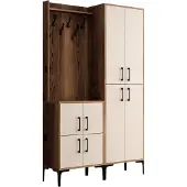 Skye Decor , Berlin BA - Walnut, Cream, Hallenstand, Nussbaum, 100 % MELAMINBESCHICHTETE SPANPLATTEN, 120 x 35 x 200 cm