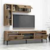 Skye Decor , Samba - Walnut, Wohnzimmermöbel-Set, Nussbaum, 100 % MELAMINBESCHICHTETE SPANPLATTEN, 180 x 35 x 52 cm