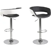 Ebuy24 Gramma Barhocker schwarz und weiss Kunstleder, Fuss in Chrome mit Gasdruck.