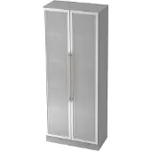 Hjh OFFICE PRO SIGNA G 7100G RE - Grau/Silber 5 OH Schrank mit Milchglastüren Relinggriff Kunststoff
