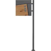 ML-Design ECD Germany Standbriefkasten Anthrazit Edelstahl 120 cm mit Zeitungsfach, Postkasten Holzoptik, Design Briefkasten pulverbeschichtet