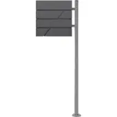 ML-Design ECD Germany Standbriefkasten Edelstahl Silber – Briefkasten mit Zeitungsfach & Pfosten, freistehend, Anthrazit pulverbeschichtet,