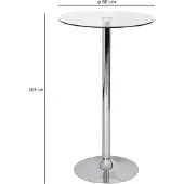 FineBuy Stehtisch 60x60x105 cm Rund Bartisch Sicherheitsglas Bistrotisch Silber, Moderner Tisch für Bar, Design Partytisch Metall, Hochtisch Messetisch Chrom
