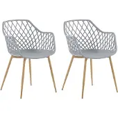 Beliani Esszimmerstuhl 2er Set Grau Kunststoff/Metall Modern Minimalismus Wohnzimmer Esszimmer Salon