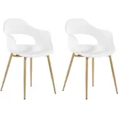 Beliani Esszimmerstuhl 2er Set Weiß Kunststoff mit Metallgestell Modern Skandinavisch Wohnzimmer Esszimmer Flur Diele Ausstattung Sitzmöbel