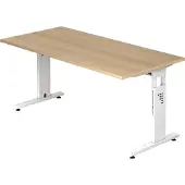 Hjh OFFICE PRO MEGA 16 W - 160 x 80 höhenverstellbar Eiche/Weiß