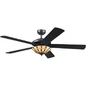 WESTINGHOUSE Comet T - Ventilator mit Tiffany-Leuchte, Holz dunkel, für Wohn- / Esszimmer, Holz, Modern