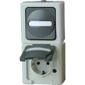 Kopp 130856009 BLUE ELECTRIC - Aus-/Wechselschalter-Steckdosenkombination, Farbe: grau