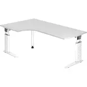 Hjh OFFICE PRO UNDA 82 W - 200 x 120 höhenverstellbar Weiß/Weiß