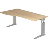 Hjh OFFICE PRO UNDA 18 S - 180 x 100 Eiche/Silber höhenverstellbar