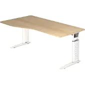 Hjh OFFICE PRO UNDA 18 W - 180 x 100 höhenverstellbar Eiche/Weiß