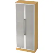 Hjh OFFICE PRO SIGNA G 7100G CE - Buche/Silber 5 OH Schrank mit Milchglastüren Chromgriff Metall