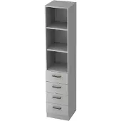 Hjh OFFICE PRO SIGNA G 7600 SG - Grau 5 OH Schrank mit 4 Schüben Streifengriff Kunststoff