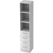 Hjh OFFICE PRO SIGNA G 7600 RE - Weiß 5 OH Schrank mit 4 Schüben Relinggriff Kunststoff