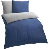 TRAUMSCHLAF Melange Biber Bettwäsche Kissenbezug einzeln 80x80 cm marine-grau