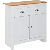 FineBuy Sideboard mit 2 Schubladen 79x81x34,5 cm Kommode Weiß / Eiche Modern Design Anrichte Hoch mit Türen Schubladenkommode Wohnzimmer