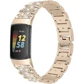 Cover-Discount Fitbit Charge 5 - Edelstahl mit Strass Armband gold