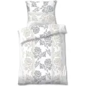 TRAUMSCHLAF Frottee Bettwäsche Franka silber creme 155x220 cm + 80x80 cm