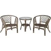 Ebuy24 Wera Café-Set 2 Stühle, 1 Tisch Walnuss-Nachbildung.