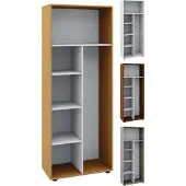 VCM Holz-Besenregal | 6 Fächer | Maße: . 70 x H. 178 x T. 40 cm | Putzschrank Regal | ohne Türen - Vandol