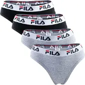 FILA Damen Brazilian Slip - 4er Pack, Logo-Bund, Cotton Stretch, einfarbig