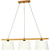 Licht-Erlebnisse BEVERELY Wohnliche Hängelampe Holz Stoff blendarm 90cm lang E27 Pendelleuchte Esstisch