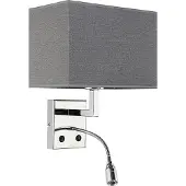 Licht-Erlebnisse Wandleuchte mit LED Leselampe Chrom Grau Hotel Schlafzimmer Wandlampe