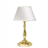 Licht-Erlebnisse Tischleuchte 24 cm E14 Gold Weiß Stoff Messing Klassisch Tischlampe