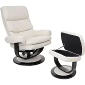 Mendler Relaxsessel MCW-C16, Fernsehsessel TV-Sessel Hocker mit Staufach, MVG- Kunstleder creme