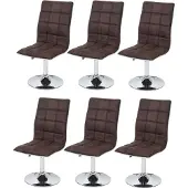Mendler 6er-Set Esszimmerstuhl MCW-C41, Stuhl Küchenstuhl, höhenverstellbar drehbar, Stoff/Textil MVG vintage dunkelbraun