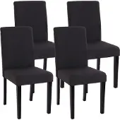MCW 4er-Set Esszimmerstuhl Stuhl Küchenstuhl Littau Textil, schwarz, dunkle Beine