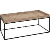 MCW Couchtisch MCW-K71, Kaffeetisch Beistelltisch Tisch, Holz massiv Metall 46x110x60cm naturfarben