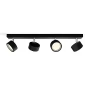 Philips Bracia LED-Deckenspot vierflammig, schwarz, schwarz, für Wohn- / Esszimmer, Aluminium, Modern