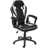 Mendler Bürostuhl MCW-F59, Schreibtischstuhl Drehstuhl Racing-Chair Gaming-Chair, Kunstleder schwarz/weiß