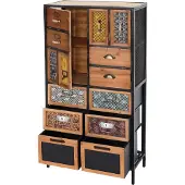 MCW Apothekerkommode MCW-L38, Schubladenschrank Kommode Regal Schubladen, Metall Tanne Holz, Vintage Shabby-Look 120x62x33cm