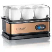 Arendo Edelstahl Eierkocher 6-fach, 400 W, Edelstahl, Warmhaltefunktion, Härtegrad einstellbar, Kupfer